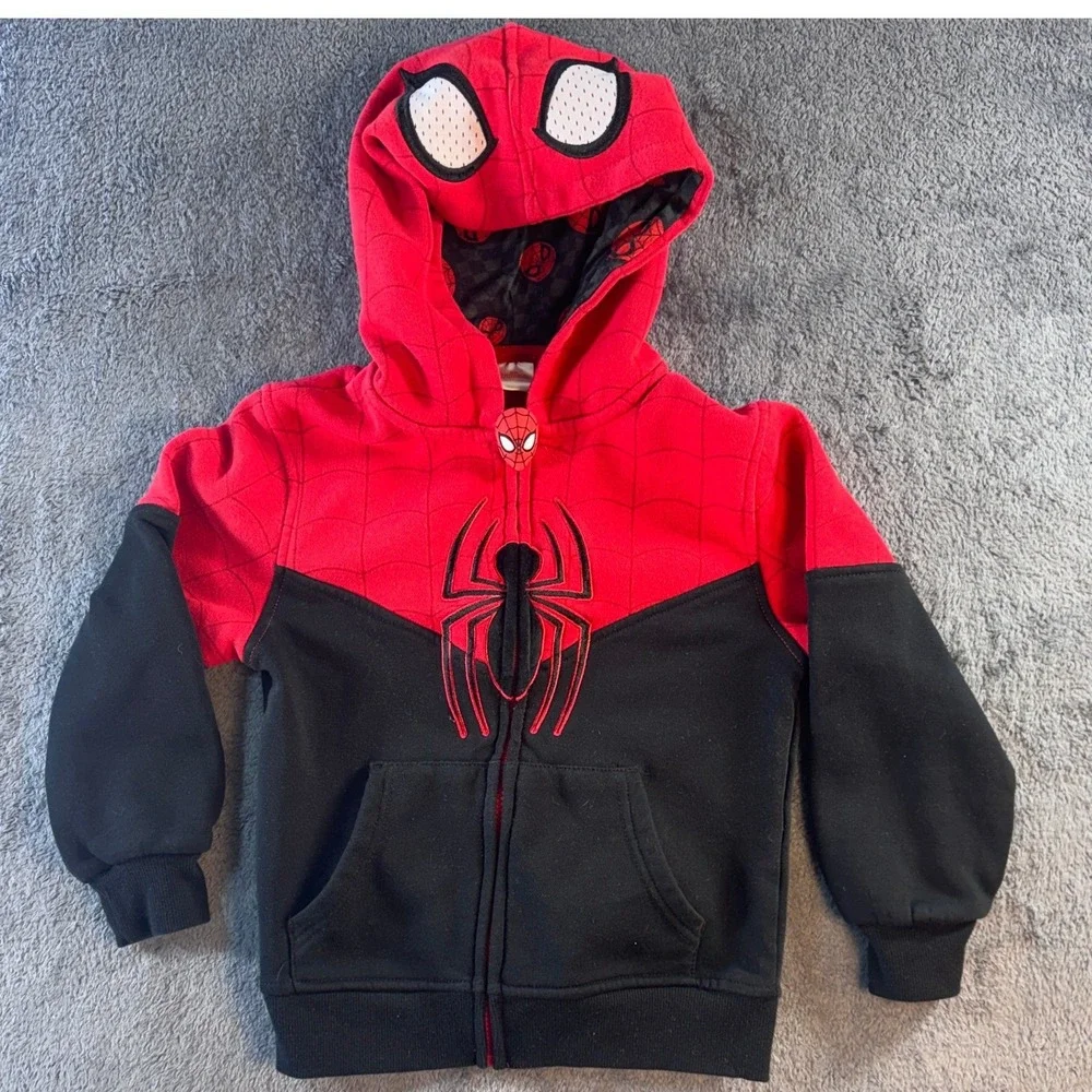 Marvel Spider-Man Boys Red‎ and Black Mask Hoodie Size 6/7